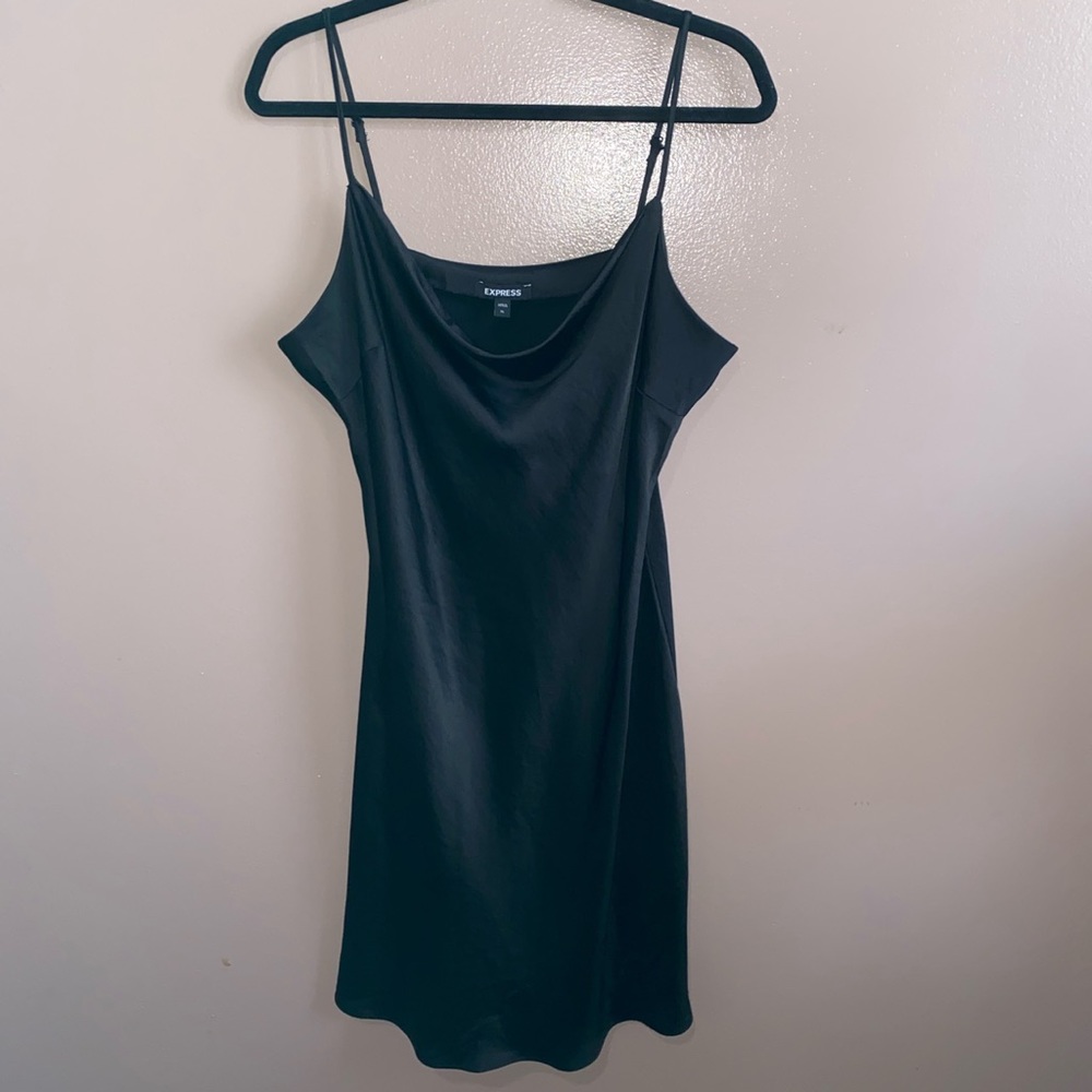 Black Satin Midi Dress